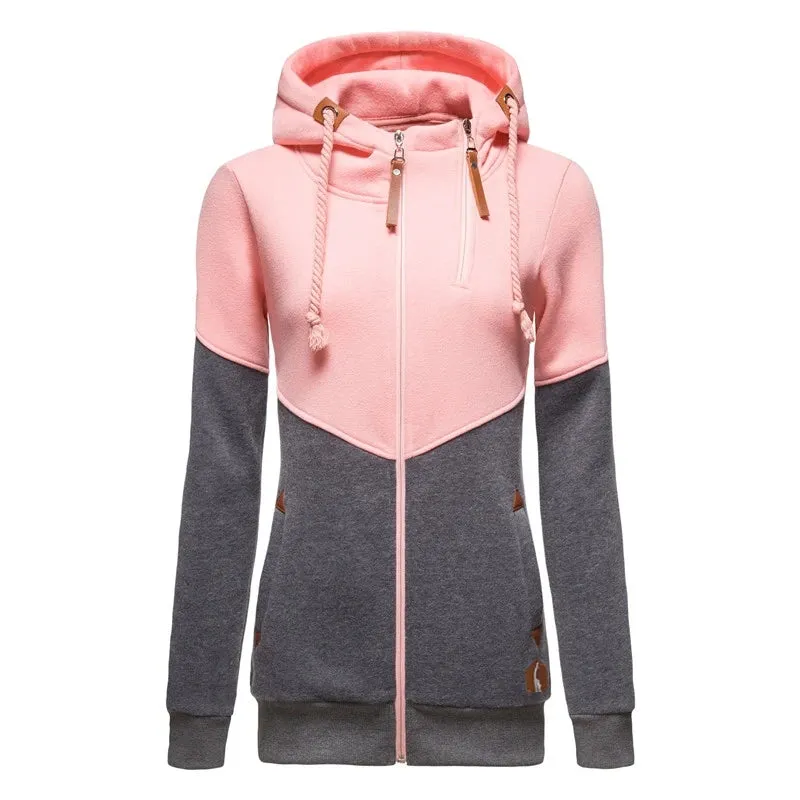 Spring Hoodied Sweatshirt Ladies Casual Patchwork Slim Womens Jackets Brand Warm Long Style Buttocks Hoodies Women