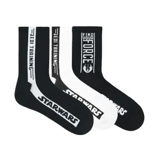 STAR WARS Gift Pack For Men- Classic Black & White - Jedi Training and Find Your Force-High Ankle Socks (Pack of 3 Pairs/1U)