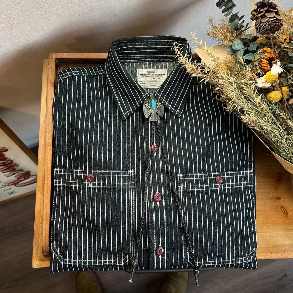 STRIPED LONG-SLEEVED DENIM SHIRT SAKAKAWEA