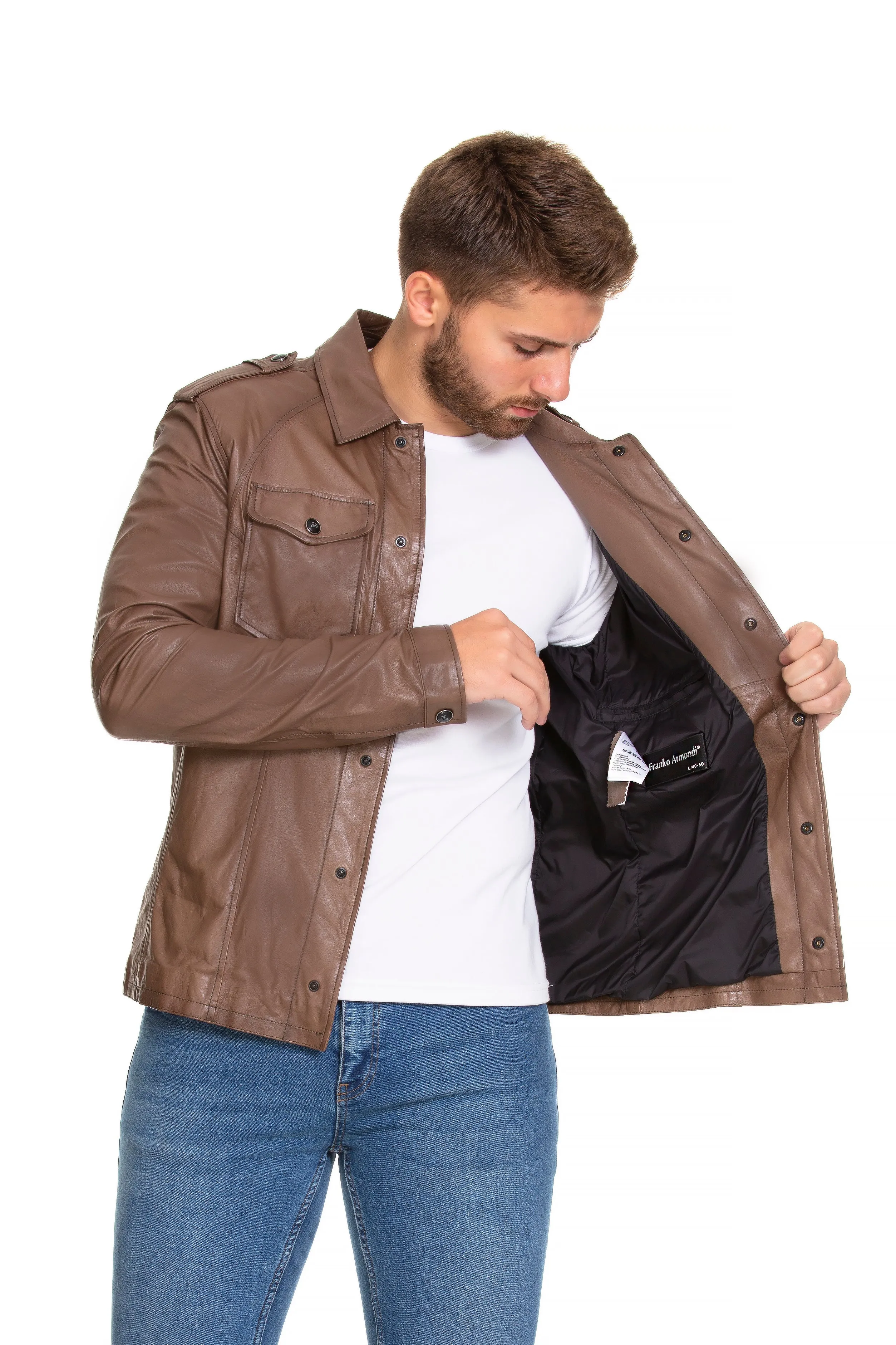 The Sabariego Tan Leather Men Jacket