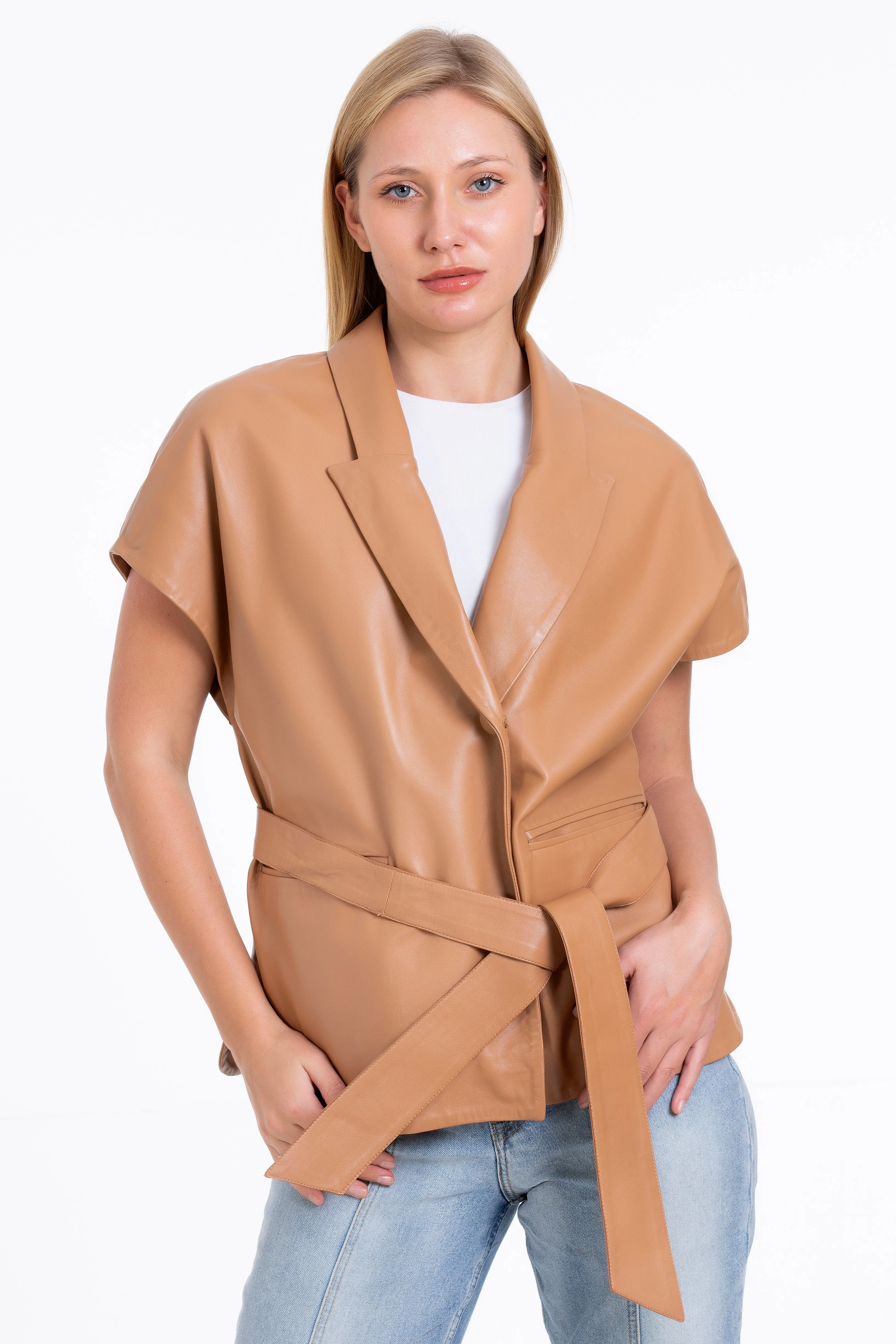 The Smithfield Leather Cookie Wraparound Vest Women Jacket