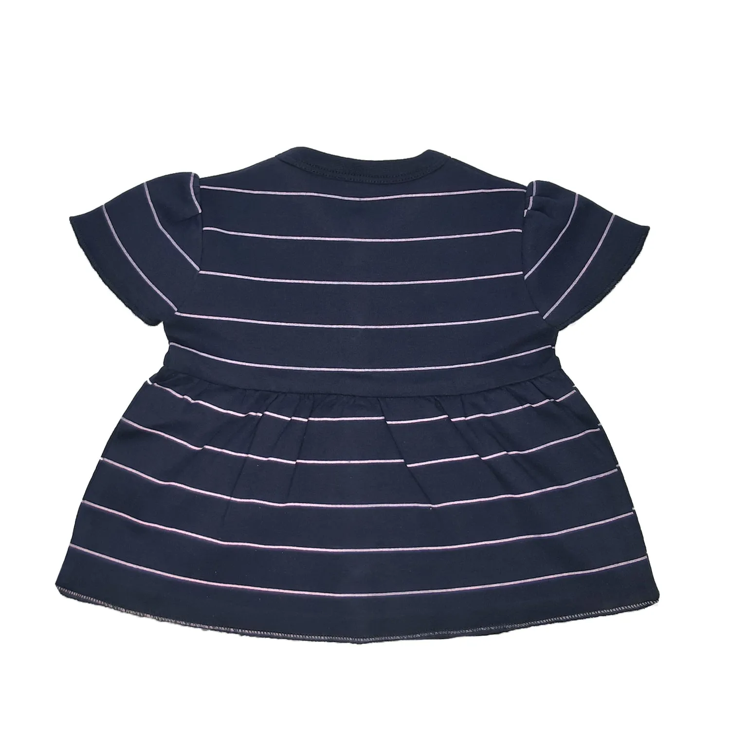 Tops Half Sleeve Girls Pink Butterfly / Navy Blue Stripes- 2Pc Pack