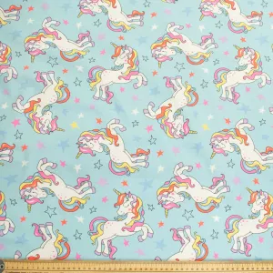 Unicorn on Blue Printed Flannelette Design-13