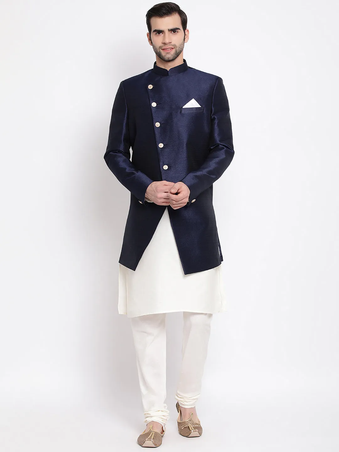 VASTRAMAY Navy Blue Baap Beta Combo Set