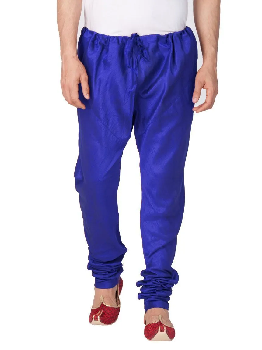 VM By VASTRAMAY Men's Blue Cotton Silk Blend Churidar