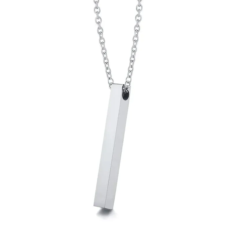 Vnox 3D Vertical Bar Necklaces for Men, Layering Stainless Steel Geometric Pendant, Layered Wheat Rope Cuban Chain, Boy Collar