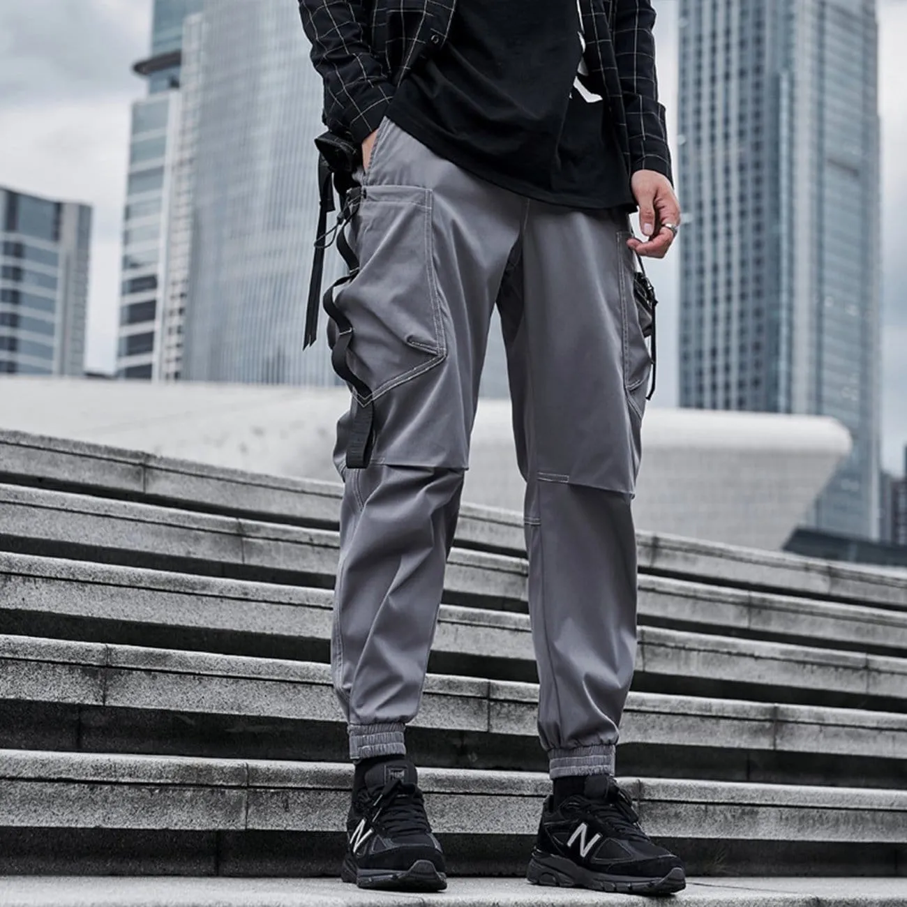 WLS Techwear Bright Line Velcro Thick Fleece Cargo Pants