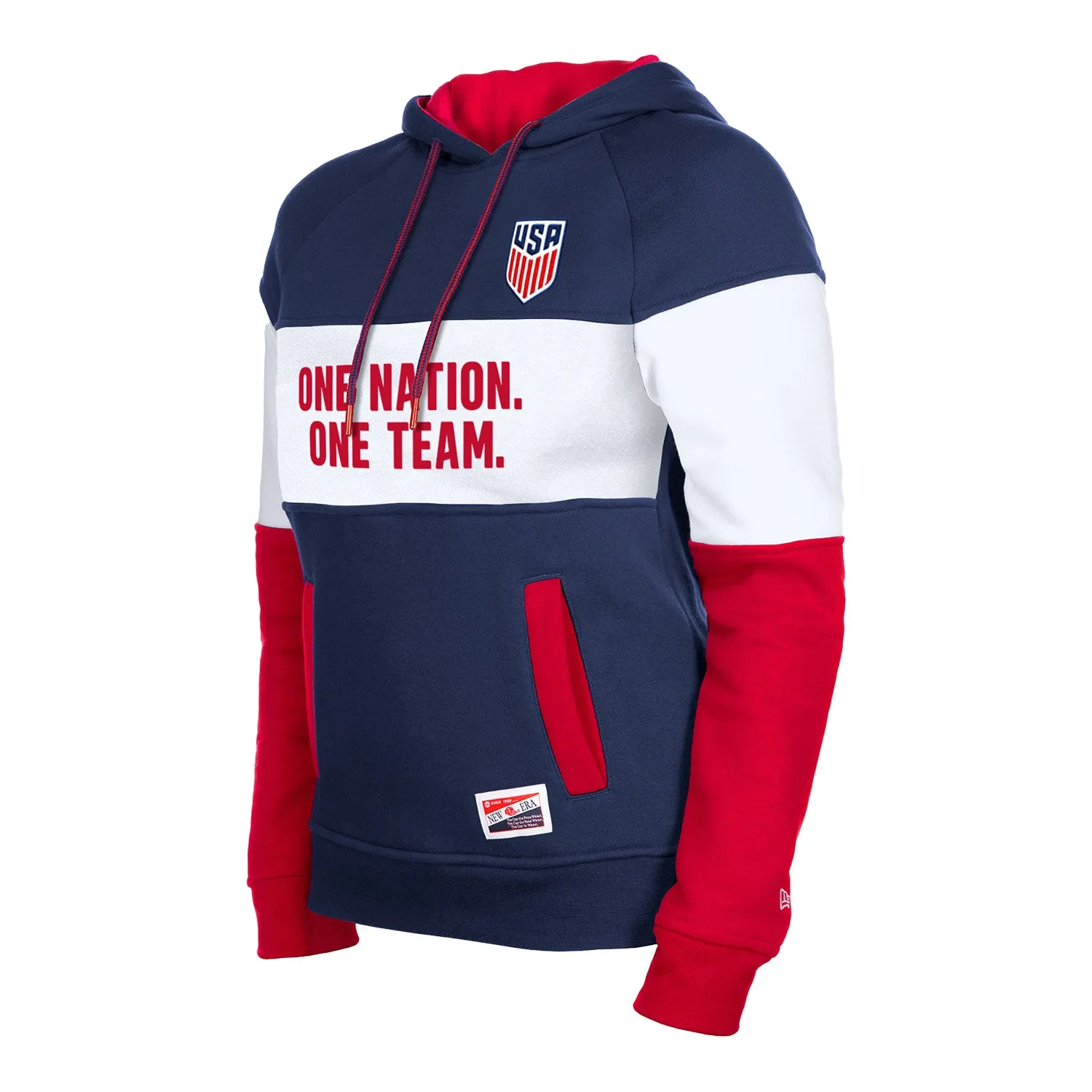 Women's New Era USMNT Heather Navy Color Block Hoodie