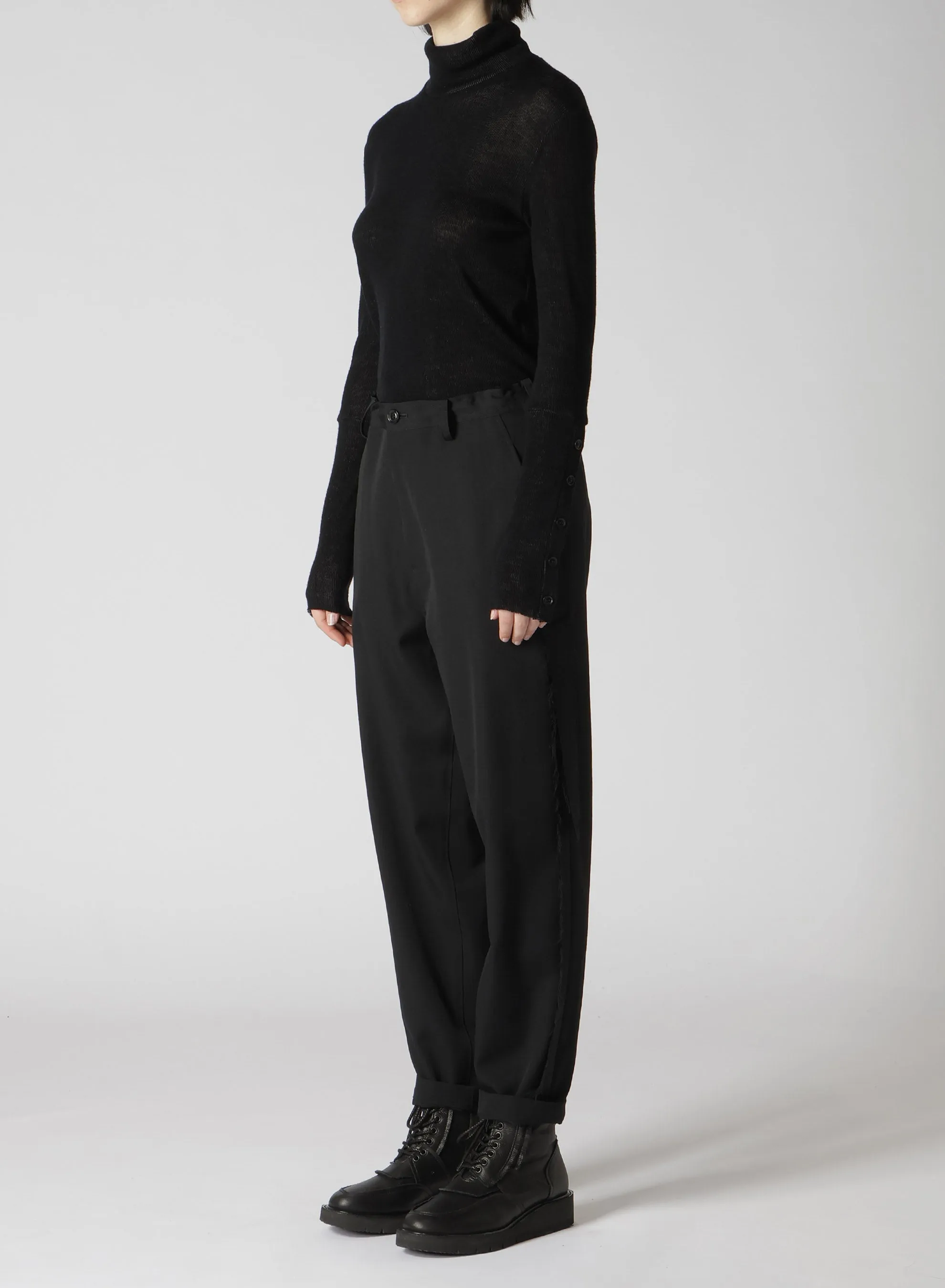 WOOL GABARDINE LEFT SIDE LINED PANTS