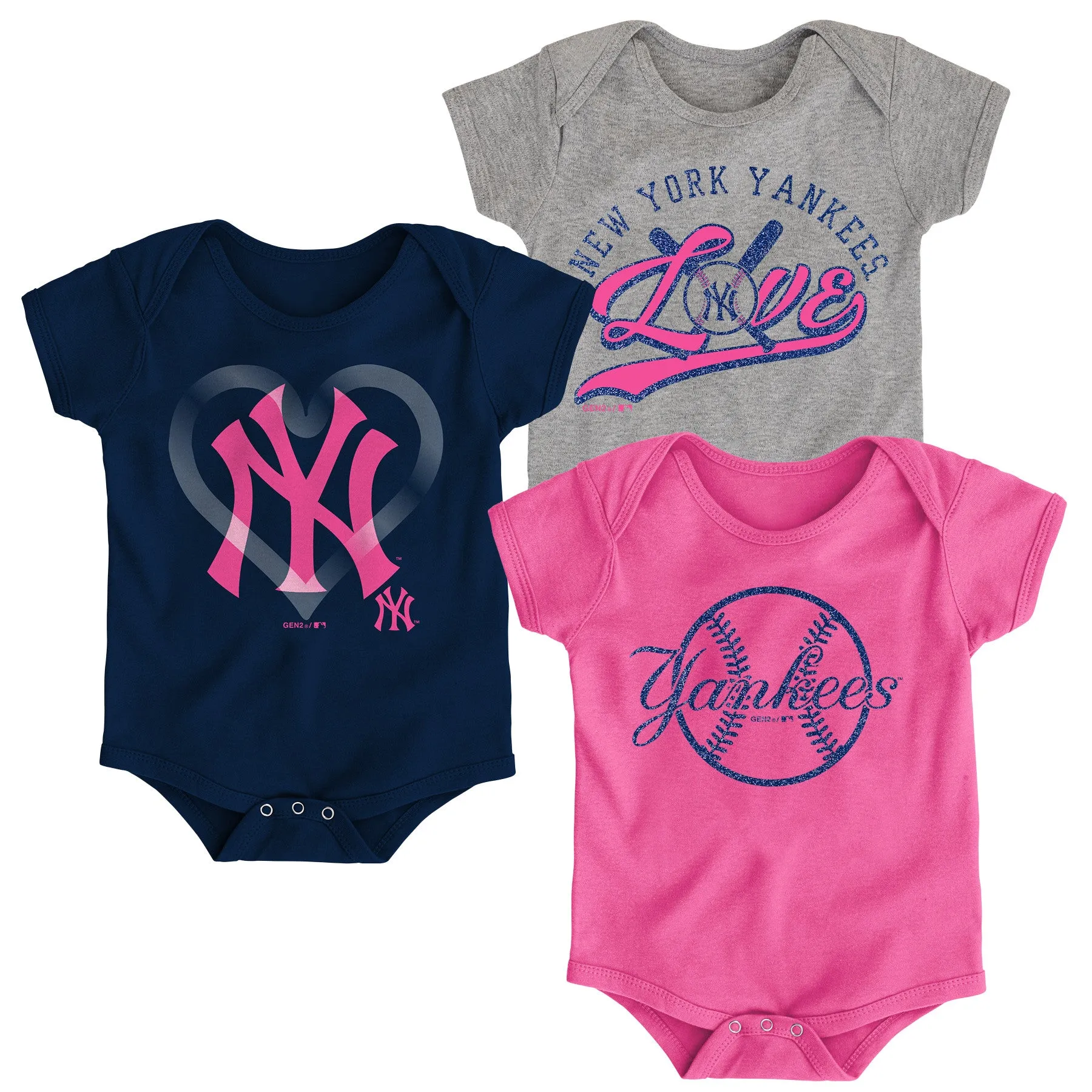 Yankees Baseball Love Creeper 3-Pack