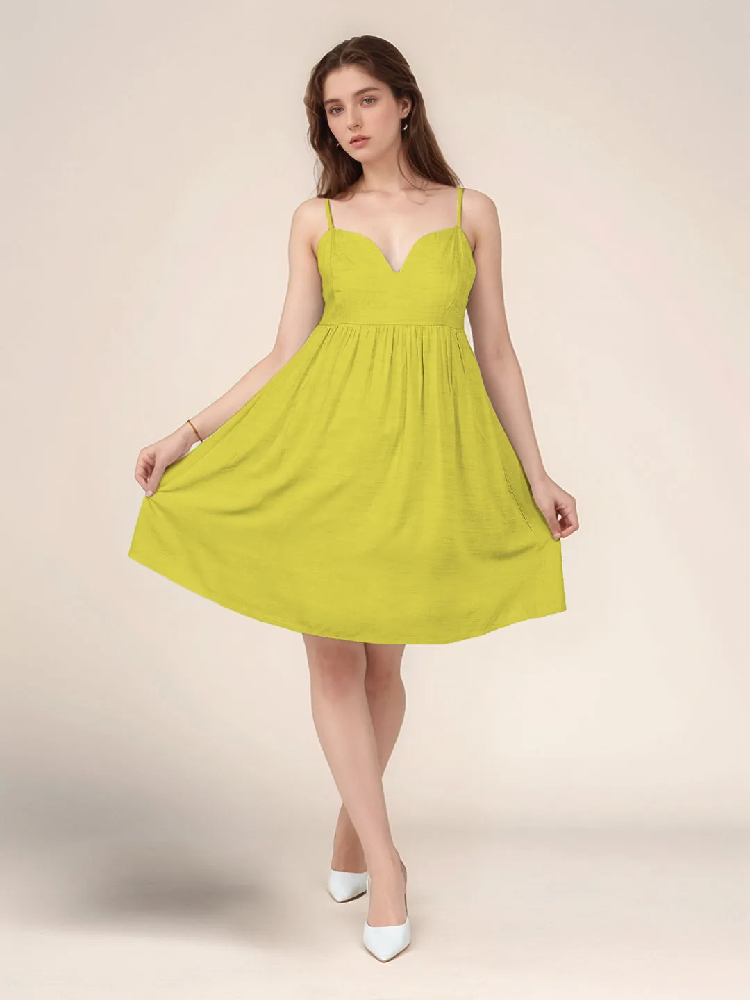 Yellow Solid Relaxed Fit Short Dress