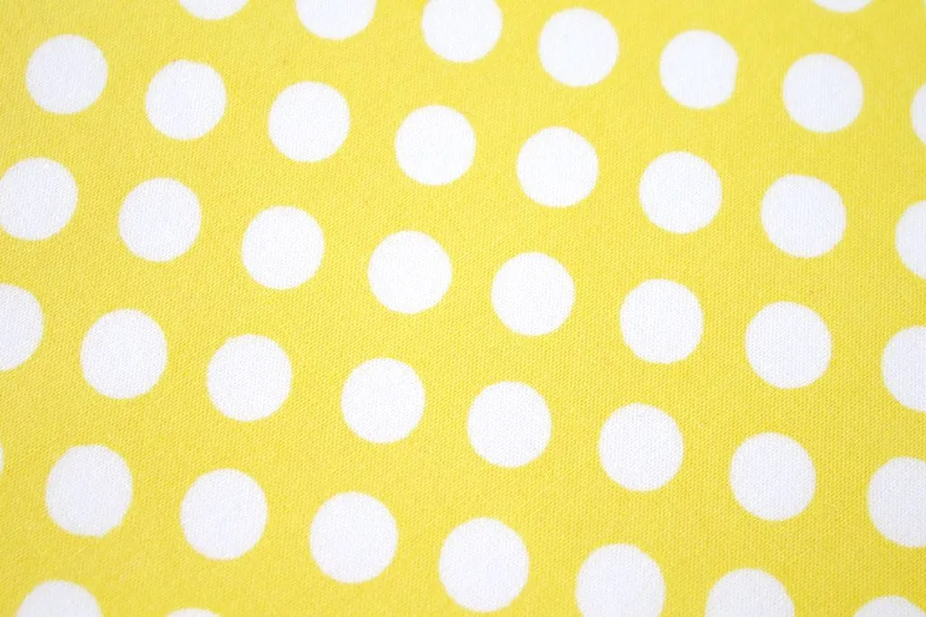 Yellow White Polka Dots Printed Cotton Rayon Fabric