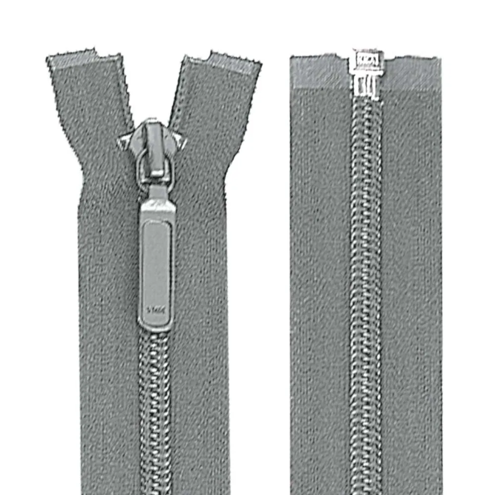 YKK- #5 Black/Grey/White Nylon Coil Open-End YKK Zipper