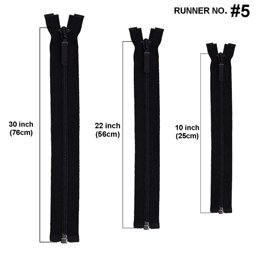 YKK- #5 Black/Grey/White Nylon Coil Open-End YKK Zipper