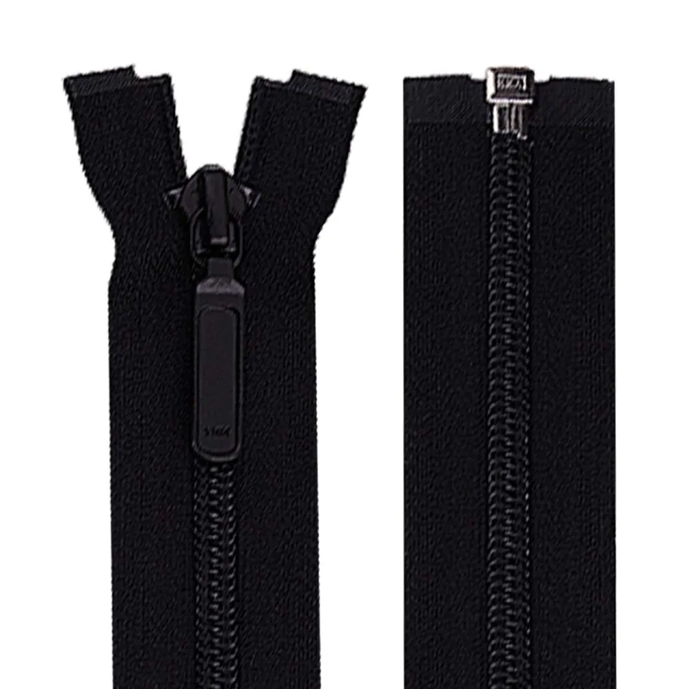 YKK- #5 Black/Grey/White Nylon Coil Open-End YKK Zipper