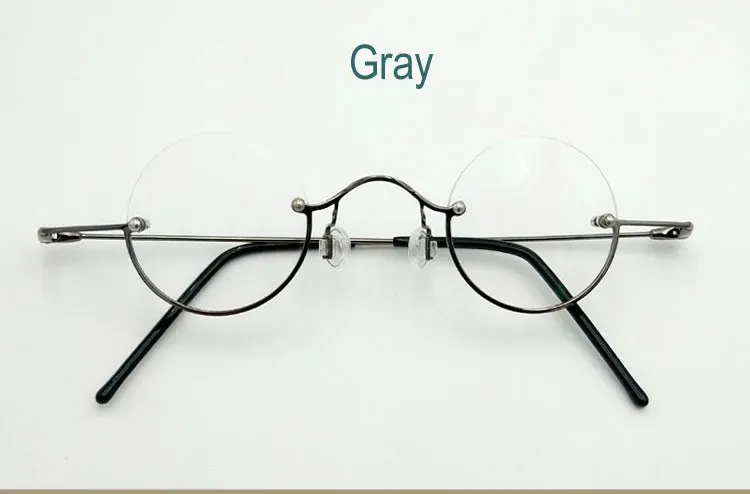 Yujo Unisex Semi Rim Round Alloy Reading Glasses 00736