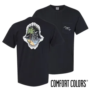 ZBT Comfort Colors Shark Bite Black Short Sleeve Pocket Tee