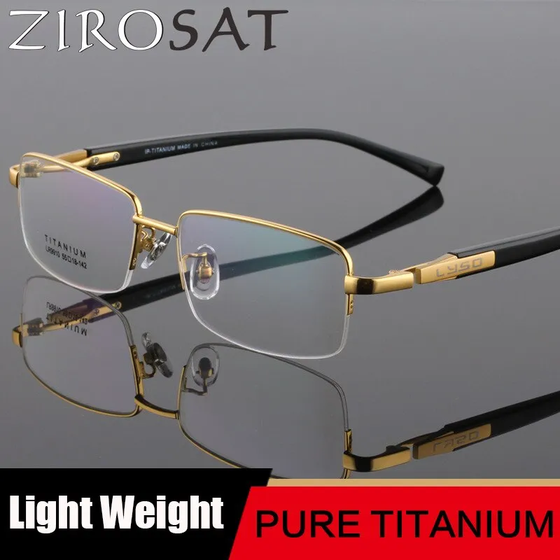 Zirosat Unisex Semi Rim Square Titanium Eyeglasses 9910