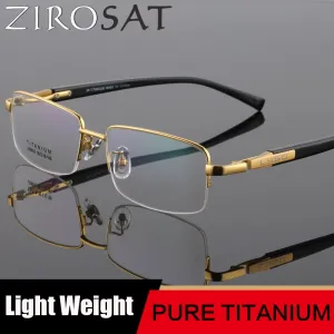 Zirosat Unisex Semi Rim Square Titanium Eyeglasses 9910