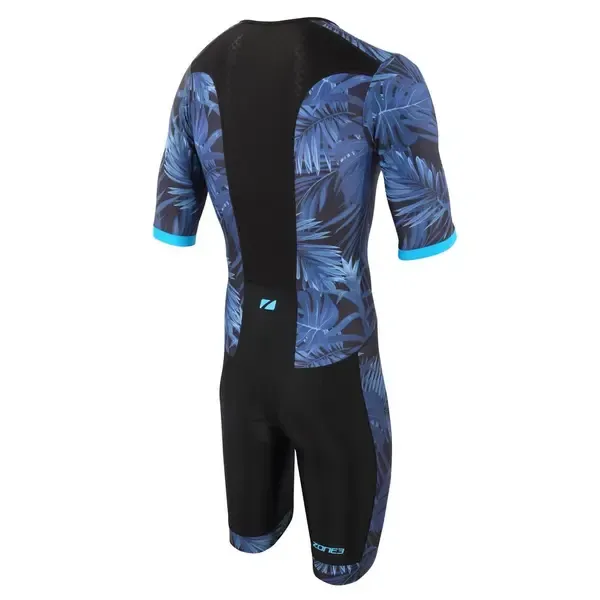 Zone3 Mens Tropical Palm Short Sleeve Full Zip Trisuit